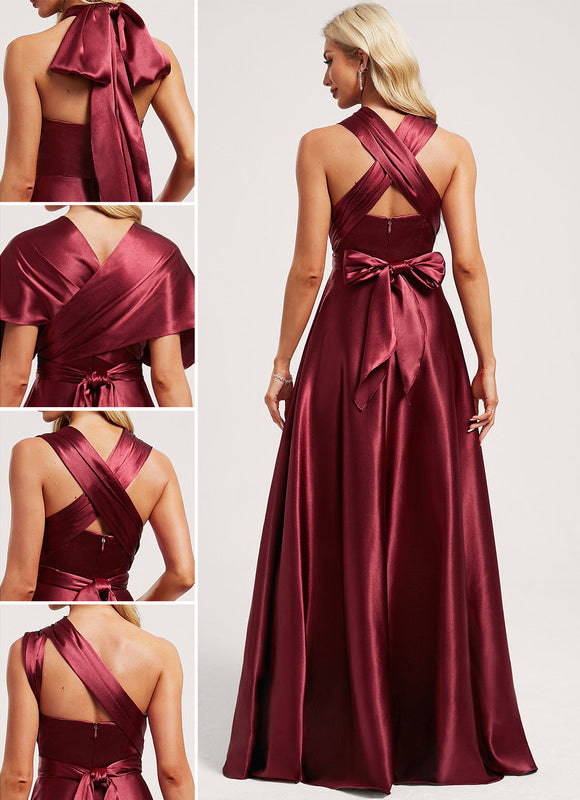 Robe Demoiselle D'Honneur Rouge Satiné Chic - gallery 1