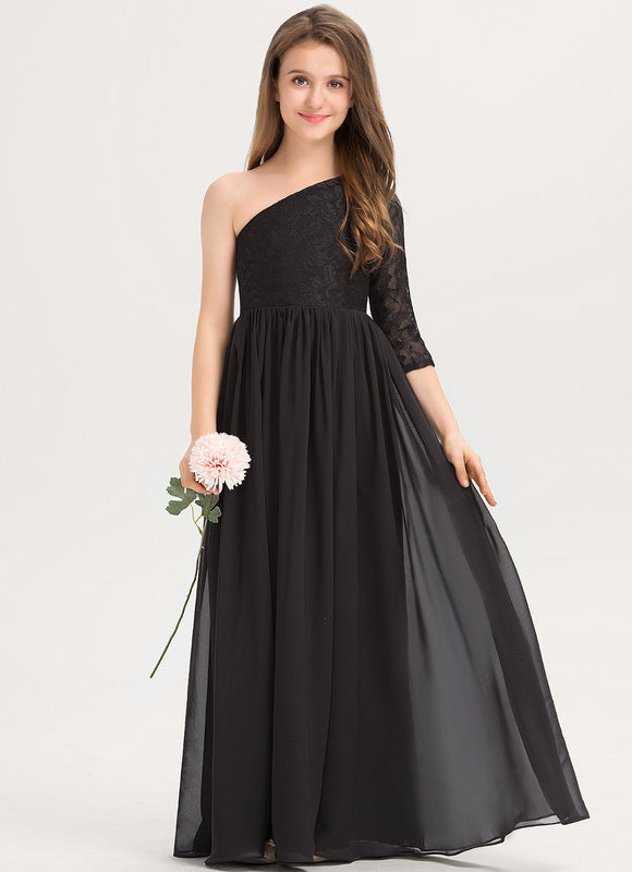 Robe Demoiselle D'Honneur Asymétrique Rose