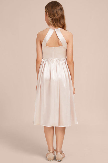 Robe Champagne Satin Demoiselle D'Honneur - gallery 3