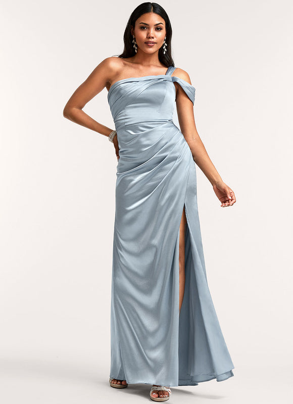 Robe Demoiselle D'Honneur Fluide Argentée - gallery 2