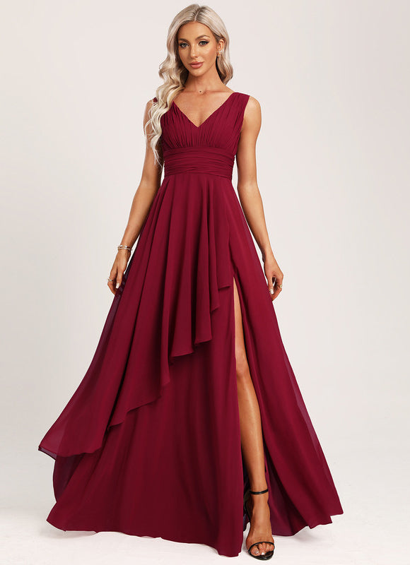 Robe Demoiselle D'Honneur À Volants Rose Pâle