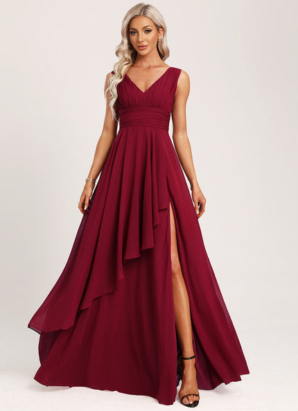 Robe Demoiselle D'Honneur À Volants Rose Pâle