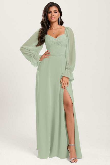 Robe Demoiselle D'Honneur Fluide Vert Doux - gallery 4