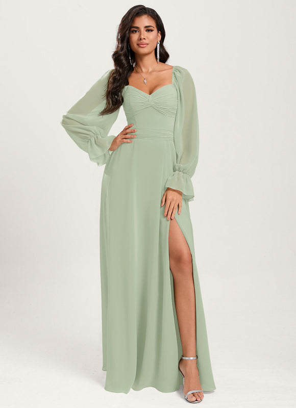 Robe Demoiselle D'Honneur Fluide Vert Doux - gallery 4