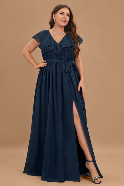 Robe Demoiselle D'Honneur Élégance Marine Flottante - gallery 9