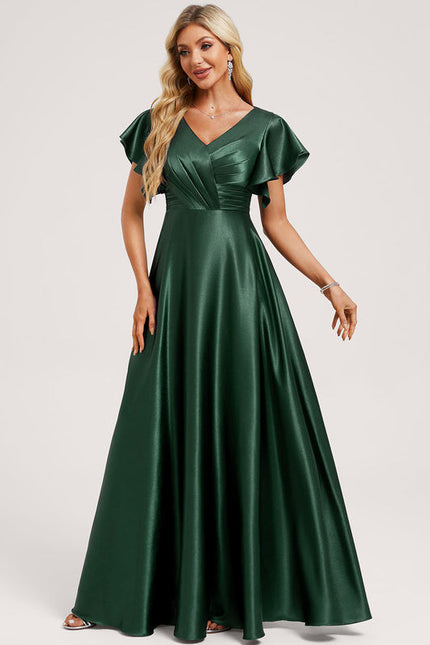 Robe Demoiselle D'Honneur Satin Vert Émeraude