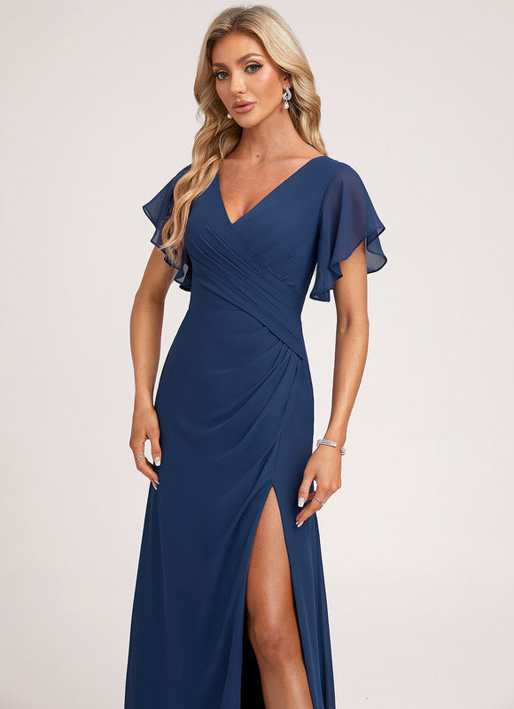 Robe Demoiselle D'Honneur À Volants Rose Pâle - gallery 4