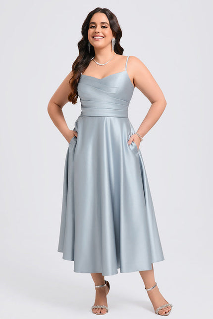 Robe Demoiselle D'Honneur Satin Céleste Doux - gallery 5