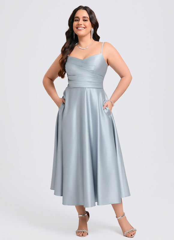 Robe Demoiselle D'Honneur Satin Céleste Doux - gallery 5