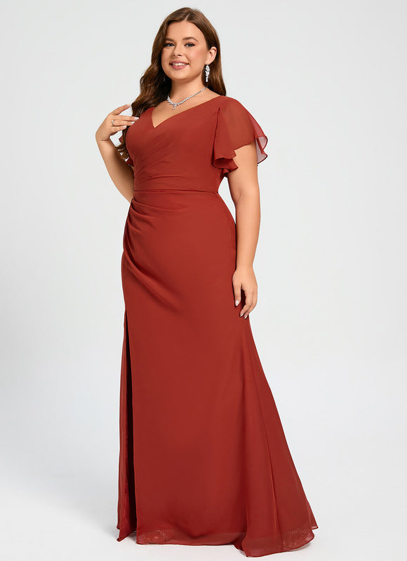 Robe Demoiselle D'Honneur À Volants Rose Pâle - gallery 9