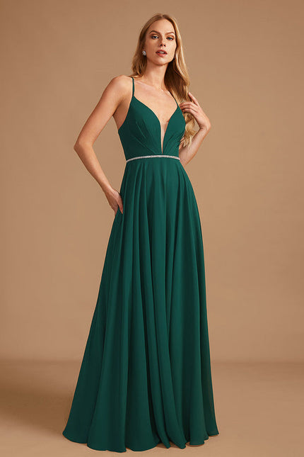 Robe Demoiselle D'Honneur Satin Émeraude - gallery 2