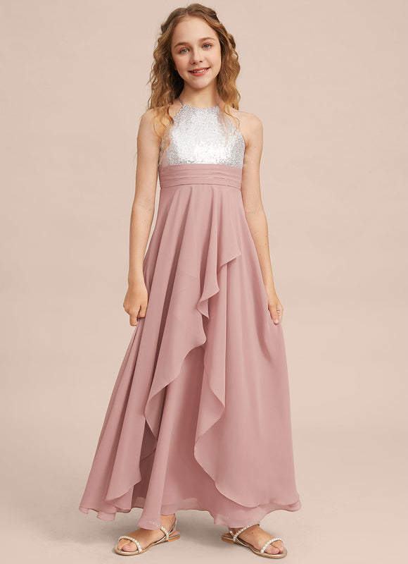 Robe Demoiselle D'Honneur Pailletée Rose - gallery 1