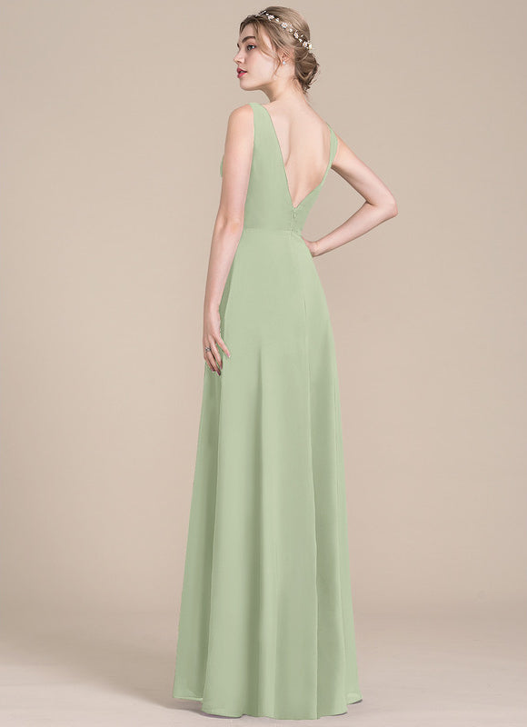 Robe Demoiselle D'Honneur À Volants Rose Pâle - gallery 3