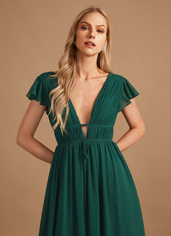 Robe Demoiselle D'Honneur Mousseline Beige - gallery 6