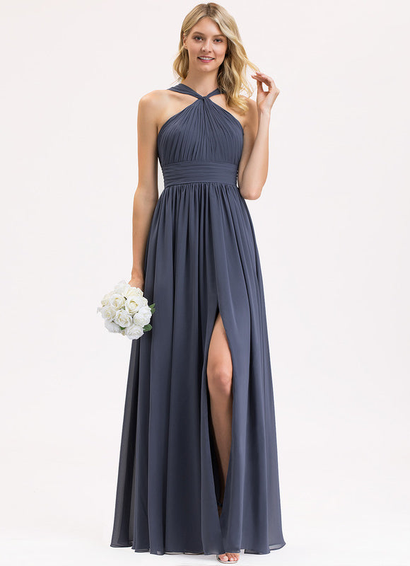 Robe Demoiselle D'Honneur À Volants Rose Pâle - gallery 4