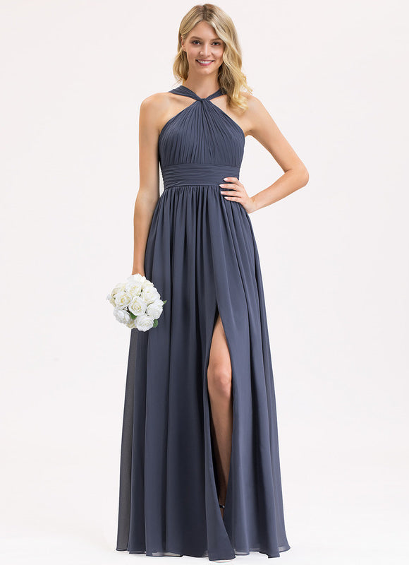 Robe Demoiselle D'Honneur À Volants Rose Pâle