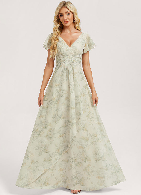 Robe Demoiselle D'Honneur À Volants Rose Pâle - gallery 3