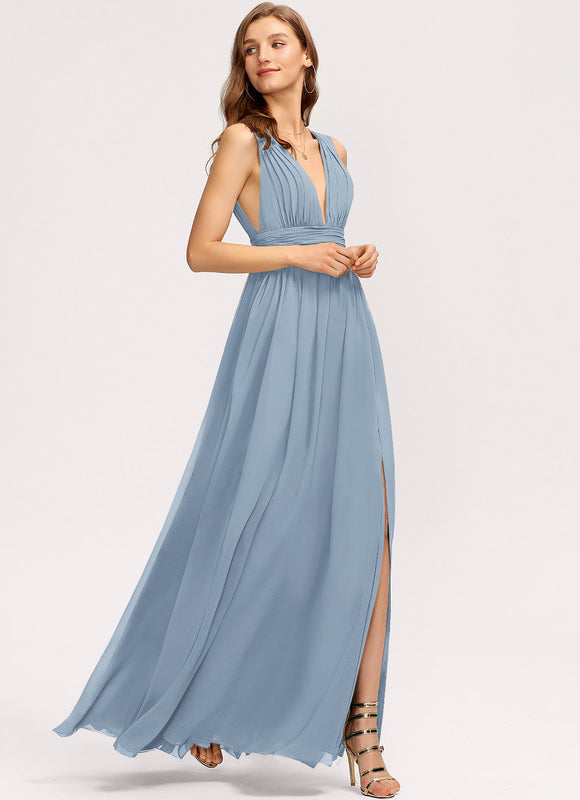 Robe Demoiselle D'Honneur Élégante Bordeaux - gallery 1