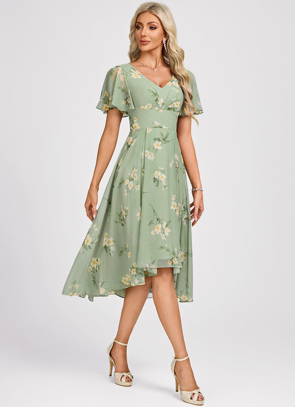 Robe Demoiselle D'Honneur Asymétrique Fluide - gallery 1