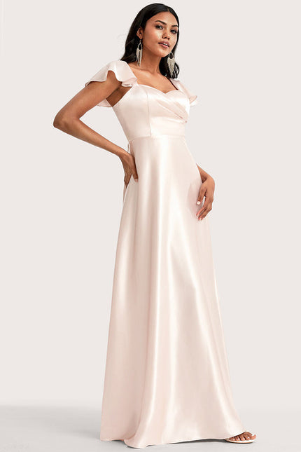 Robe Longue Demoiselle D'Honneur Rose Poudré - gallery 3