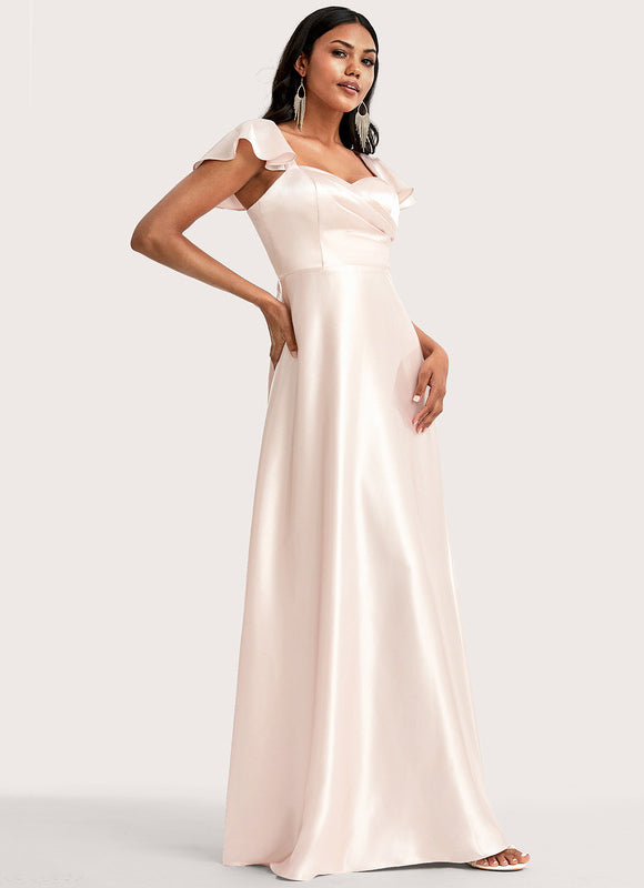 Robe Longue Demoiselle D'Honneur Rose Poudré - gallery 3