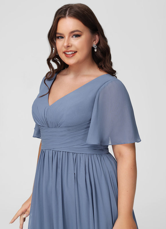 Robe Demoiselle D'Honneur À Volants Rose Pâle - gallery 9