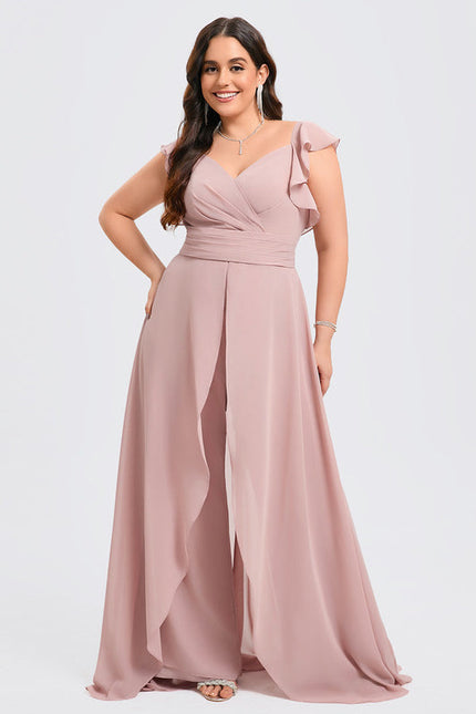 Robe Demoiselle D'Honneur Vaporeuse Rose - gallery 7