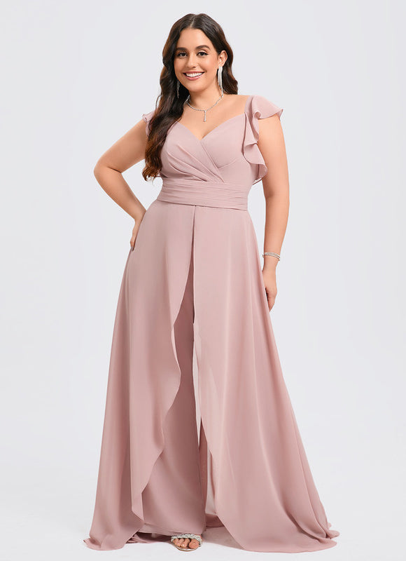 Robe Demoiselle D'Honneur Vaporeuse Rose - gallery 7