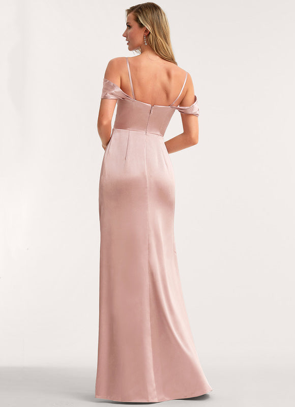 Robe Demoiselle D'Honneur Satin Rose Poudré - gallery 4