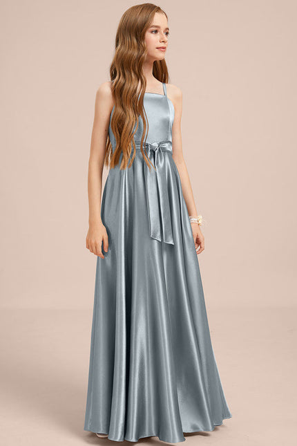 Robe Demoiselle D'Honneur Satinée Bleu Ciel - gallery 5