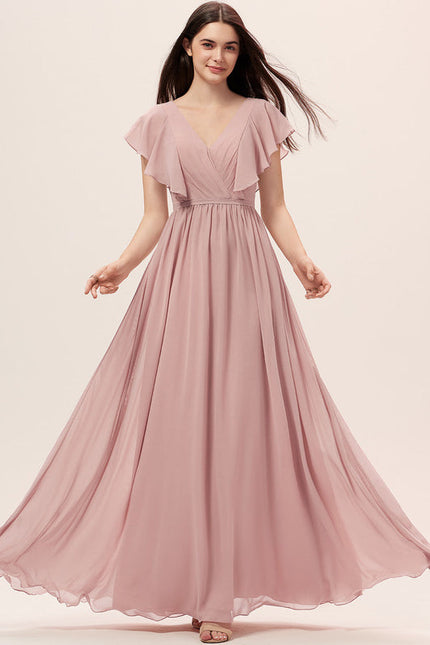 Robe Demoiselle D'Honneur Mousseline Beige