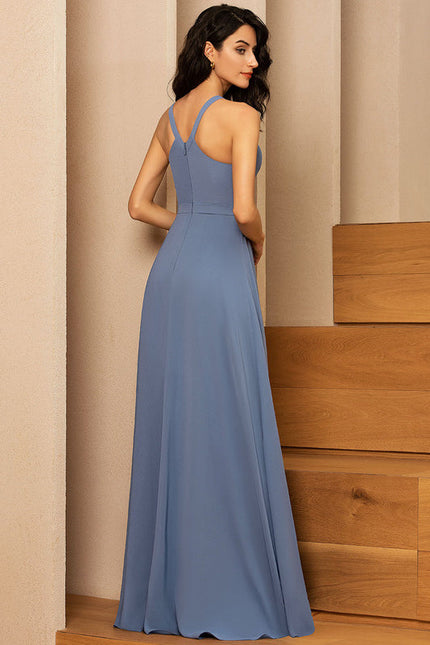 Robe Demoiselle D'Honneur Longue Beige Élégante - gallery 3