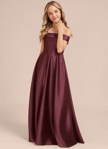 Robe Demoiselle D'Honneur Satin Prune Élégante