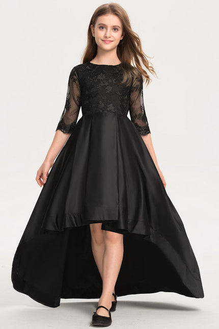 Robe Demoiselle D'Honneur Noir Satin
