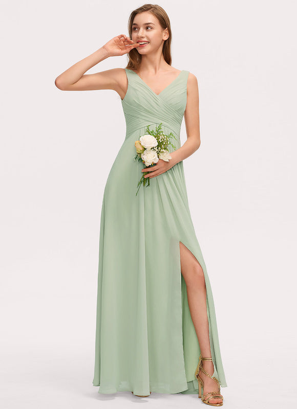 Robe Demoiselle D'Honneur À Volants Rose Pâle - gallery 6
