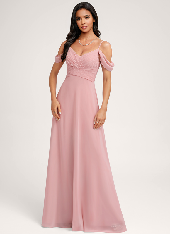 Robe Demoiselle D'Honneur Fluide Beige - gallery 3