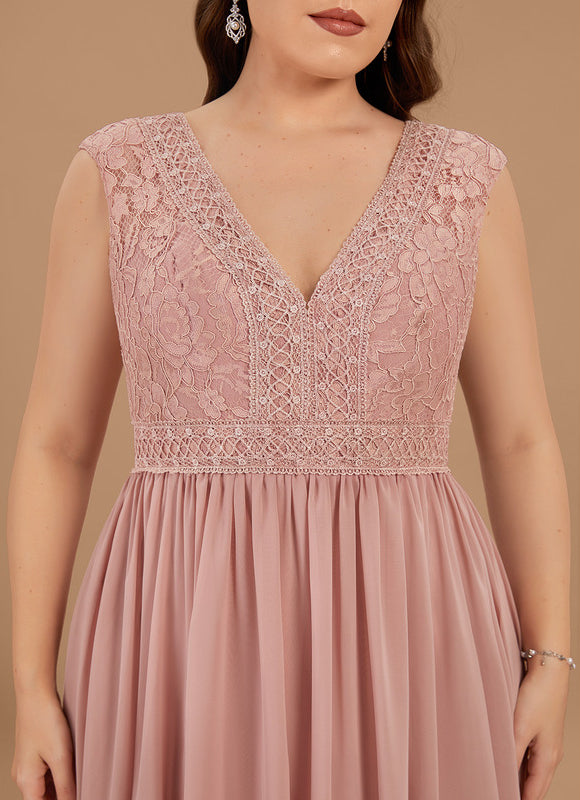 Robe Demoiselle D'Honneur Fluide Rose Pâle - gallery 7