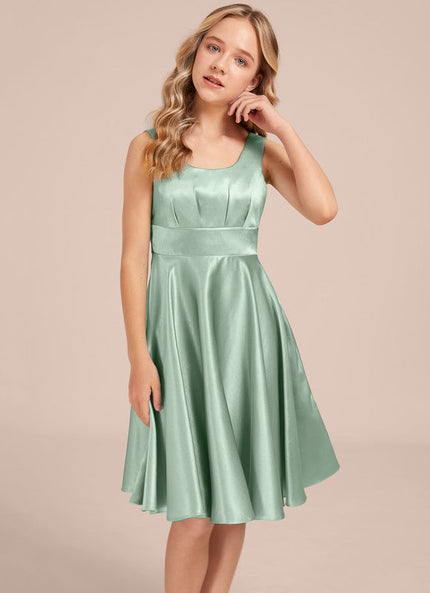 Robe Demoiselle D'Honneur Satinée Verte Douce