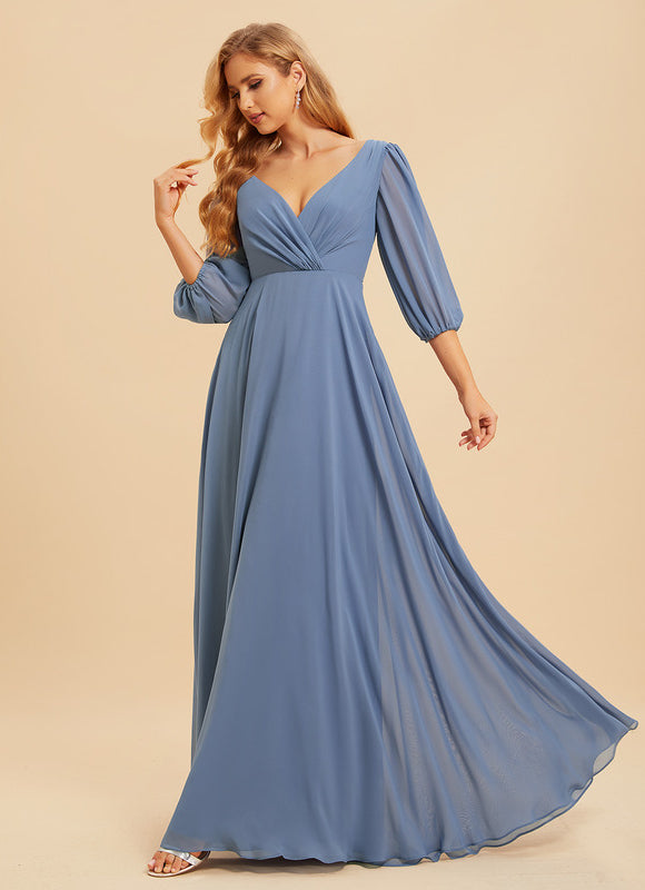 Robe Demoiselle D'Honneur À Volants Rose Pâle - gallery 3