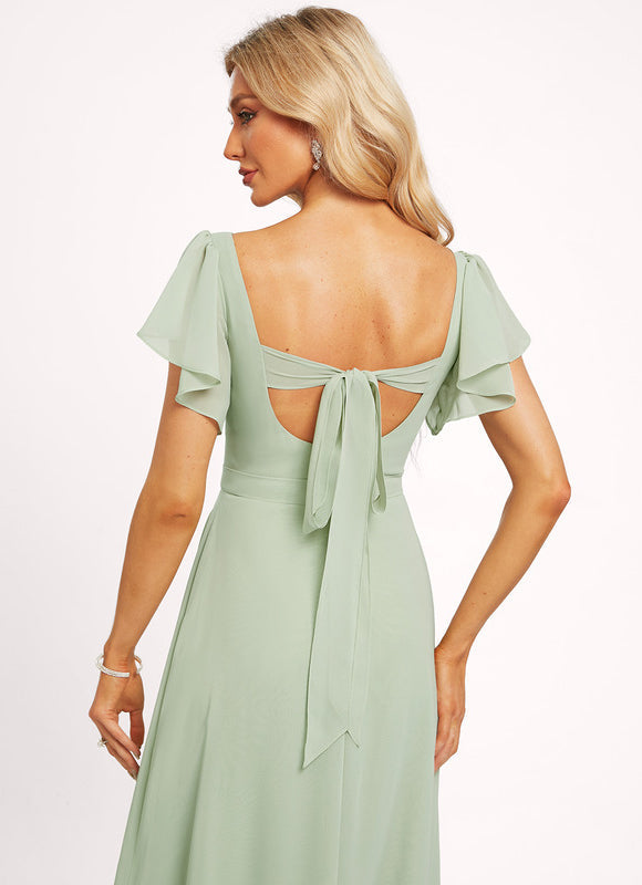 Robe Demoiselle D'Honneur À Volants Rose Pâle - gallery 2