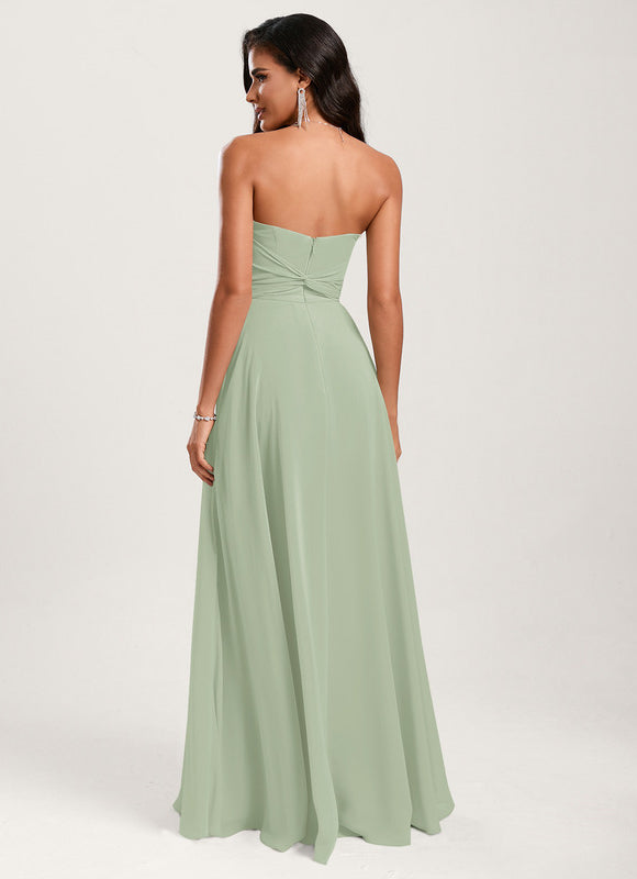 Robe Demoiselle D'Honneur Fluide Vert Doux - gallery 7