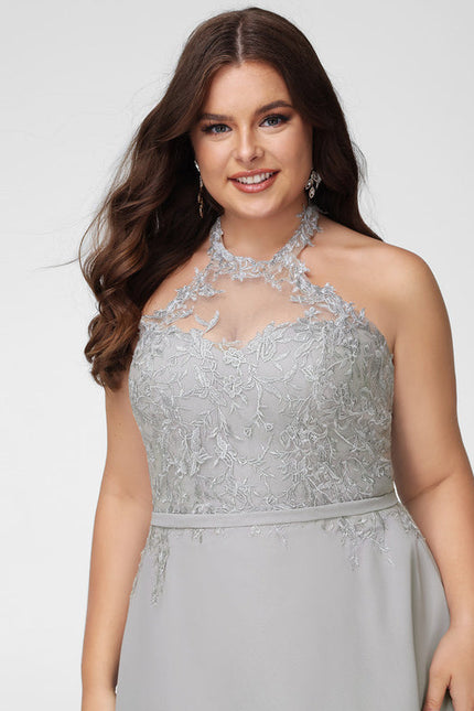 Robe Demoiselle D'Honneur Gris Élégant Flottant - gallery 8