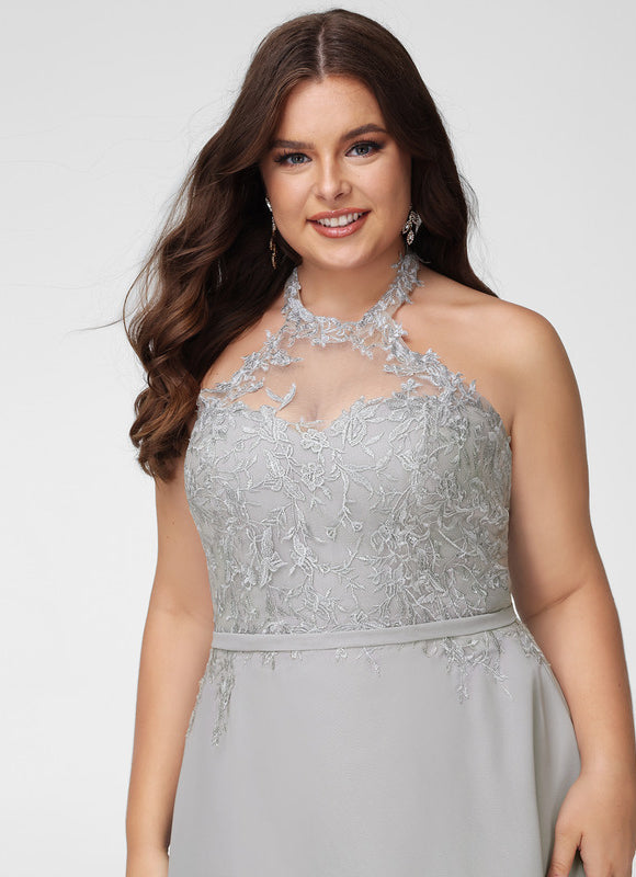 Robe Demoiselle D'Honneur Gris Élégant Flottant - gallery 8