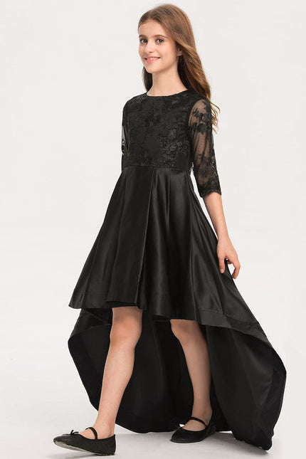 Robe Demoiselle D'Honneur Noir Satin - gallery 3
