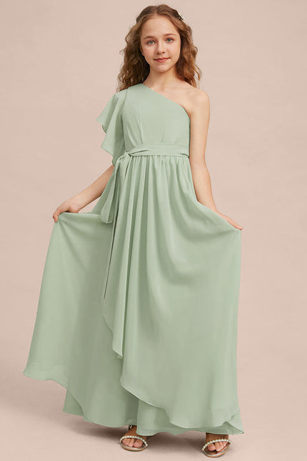 Robe Demoiselle D'Honneur Vert Poudré Élégant - gallery 6