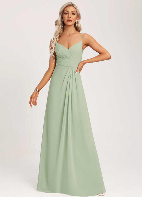 Robe Demoiselle D'Honneur À Volants Rose Pâle