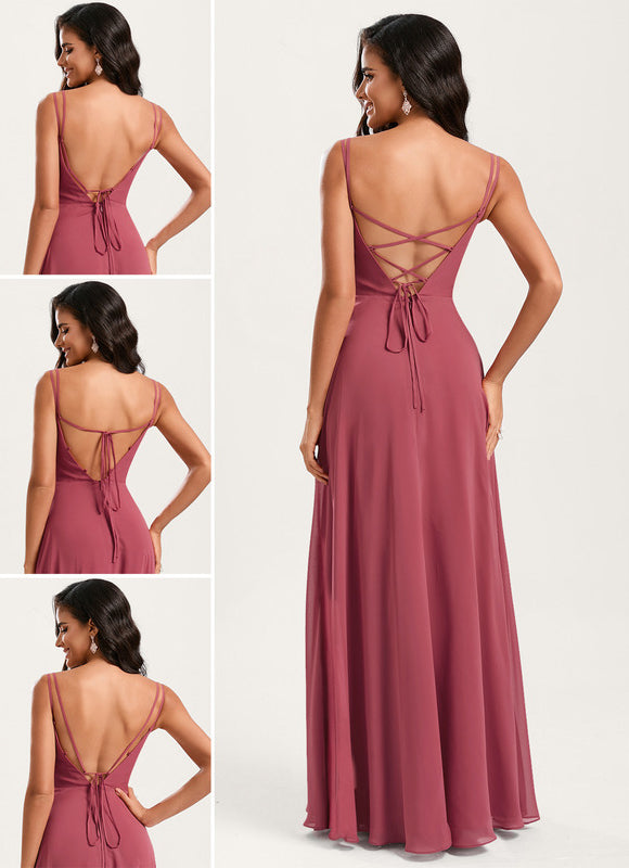 Robe Demoiselle D'Honneur À Volants Rose Pâle - gallery 1