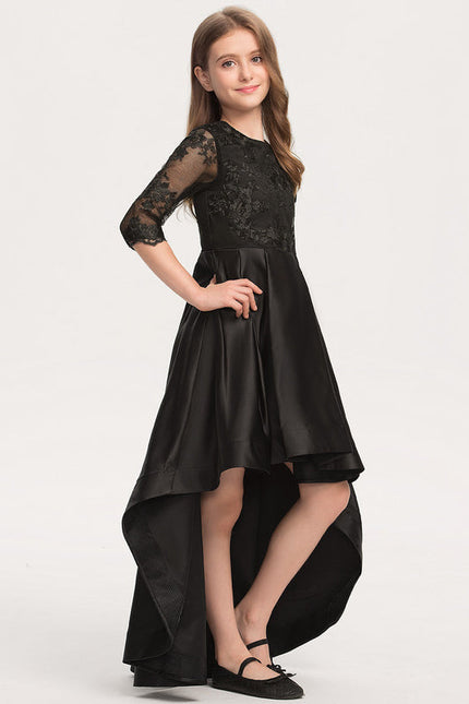 Robe Demoiselle D'Honneur Noir Satin - gallery 2