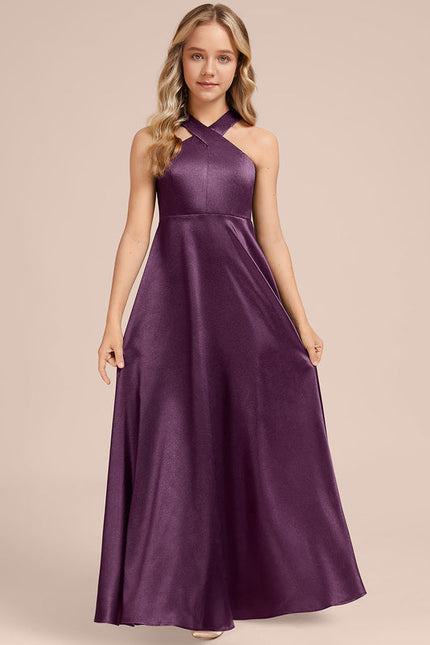Robe Demoiselle D'Honneur Violet Satiné - gallery 3