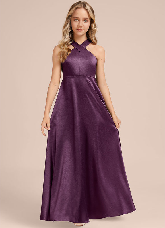 Robe Demoiselle D'Honneur Violet Satiné - gallery 3